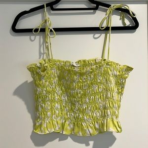 Cotton Candy LA Ruched Lime Green Crop Top
